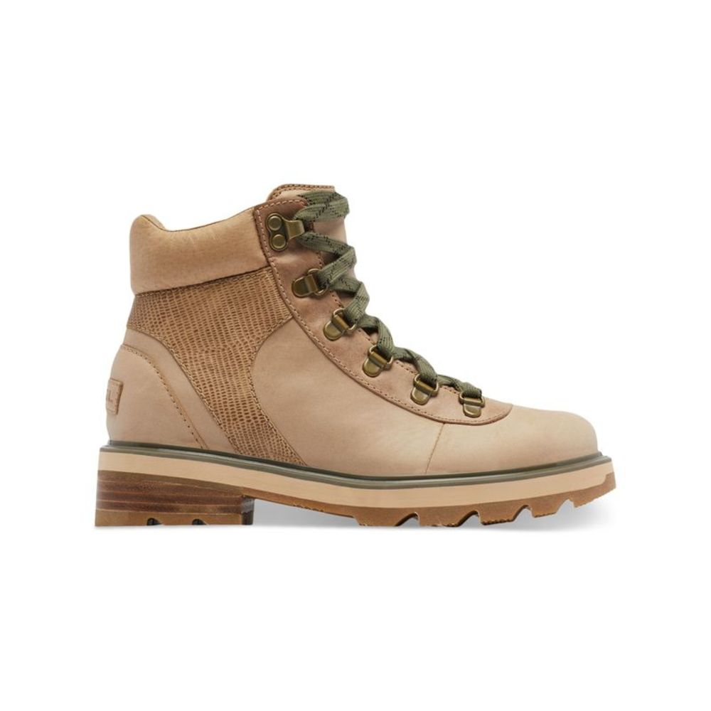 NWT SOREL Womens Beige 1" Platform Lennox Toe Block Heel Leather Hiking Boots 5 - Picture 3 of 5